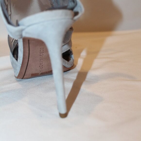 NEW WOMEN'S BCBGMAXAZARIA ANKLE TIE EMMA SUEDE SANDALS GRAY $298 - Picture 5 of 5